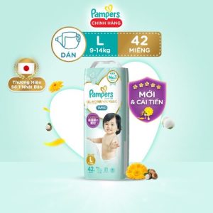 Bỉm tã dán cao cấp Pampers size L 42 miếng (9-14kg)