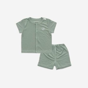 Bộ ngắn tay cài giữa Siro 203 Bubaby – Xanh Olive E64 – 3-6m